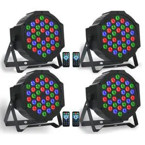 Dj Lights, 36 LED RGB Par Light Stage Lights with Sound Activated Remote & DMX Control Uplights for Weddings KTV Disco Christmas Party Lighting(4Pack) Dj Lights, 36 LED RGB Par Light Stage Lights with Sound Activated Remote & DMX Control Uplights for Weddings KTV Disco Christmas Party Lighting(4Pack)
