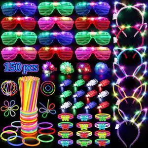 TSDATOWR 150Pcs Glow in the Dark Party Supplies for Kids and Adults | 100 Glow Sticks, Light Up Glasses, Headbands, Rings, DIY Necklaces and Bracelets for Birthday, Halloween, Neon Party Fun TSDATOWR 150Pcs Glow in the Dark Party Supplies for Kids and Adults | 100 Glow Sticks, Light Up Glasses, Headbands, Rings, DIY Necklaces and Bracelets for Birthday, Halloween, Neon Party Fun