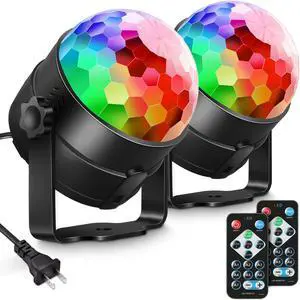 2-Pack Sound Activated Party Lights with Remote, Disco Ball Strobe | DJ Strobe Light for Home Room Dance Party Supplies White Elephant Gifts Birthday Christmas Halloween Party Decorations 2-Pack Sound Activated Party Lights with Remote, Disco Ball Strobe | DJ Strobe Light for Home Room Dance Party Supplies White Elephant Gifts Birthday Christmas Halloween Party Decorations