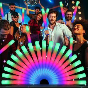 wellent 64 Pack Foam Glow Sticks, Bulk LED Foam Sticks, Foam Light Up Sticks with 3 Mode Colorful Flashing, Glow Party Supplies, Glow Sticks Bulk Party Pack for Wedding, Birthday, Concert, Halloween wellent 64 Pack Foam Glow Sticks, Bulk LED Foam Sticks, Foam Light Up Sticks with 3 Mode Colorful Flashing, Glow Party Supplies, Glow Sticks Bulk Party Pack for Wedding, Birthday, Concert, Halloween