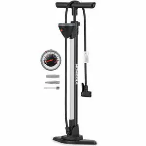 Bike Floor Pump,Fits Schrader and Presta Valve,160 Psi Max | with Top-Mounted Gauge & Air Bleed Button, 25" Tall Stand Upright Inflator MTB Road Bicycles,Needles for Balls & Floats Bike Floor Pump,Fits Schrader and Presta Valve,160 Psi Max | with Top-Mounted Gauge & Air Bleed Button, 25" Tall Stand Upright Inflator MTB Road Bicycles,Needles for Balls & Floats