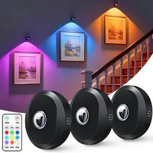 WILLED Rechargeable Lights for Pictures on Wall,RGB Puck Lights with Remote | 9 RGB Colors Poster Lights,Dimmable with Timer, Battery Operated Wireless Art Display Lighting for Painting,Frames,Wall De WILLED Rechargeable Lights for Pictures on Wall,RGB Puck Lights with Remote | 9 RGB Colors Poster Lights,Dimmable with Timer, Battery Operated Wireless Art Display Lighting for Painting,Frames,Wall De