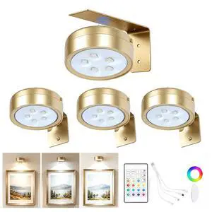 4 Pack Picture Lights for Wall, Rechargeable Magnetic Art Display Lights | 2200mAh Battery, 3 CCT & 12 RGB, Dimmable & Timer, Decor LED Light for Painting, Photo Frame, Gallery & Wall Decor 4 Pack Picture Lights for Wall, Rechargeable Magnetic Art Display Lights | 2200mAh Battery, 3 CCT & 12 RGB, Dimmable & Timer, Decor LED Light for Painting, Photo Frame, Gallery & Wall Decor