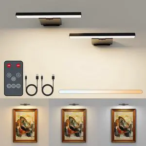 Kitloo Picture Lights for Wall, 6000mAh Rechargeable Battery Powered, Remote Control Wall Sconces with 3 Colors & Dimmable, LED Art Lights for Paintings, Gallery, Dartboard Kitloo Picture Lights for Wall, 6000mAh Rechargeable Battery Powered, Remote Control Wall Sconces with 3 Colors & Dimmable, LED Art Lights for Paintings, Gallery, Dartboard