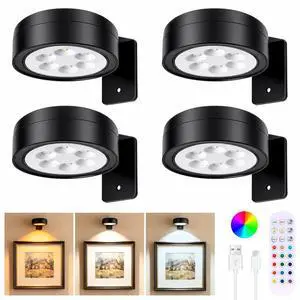 4-Pack Picture Lights for Wall, Rechargeable Wireless Poster Lights, Black | LED Magnetic Painting Lights with 3CCT&12RGB, LED Art Display Light with Remote(Dimmable&Timer) for Frame Gallery Wall Deco 4-Pack Picture Lights for Wall, Rechargeable Wireless Poster Lights, Black | LED Magnetic Painting Lights with 3CCT&12RGB, LED Art Display Light with Remote(Dimmable&Timer) for Frame Gallery Wall Deco