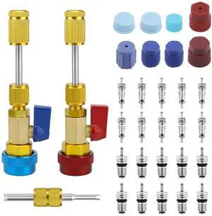 31Pcs R134A Valve Core Quick Remover Installer Tool, High Low Pressure AC Valve Core Removal Tool, Valve Removal Tool with Cap Valve Stem for Refrigerant Air Conditioner System 31Pcs R134A Valve Core Quick Remover Installer Tool, High Low Pressure AC Valve Core Removal Tool, Valve Removal Tool with Cap Valve Stem for Refrigerant Air Conditioner System