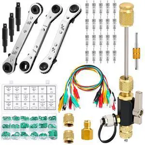 Tujoe Vacuum-Rated Valve Core Remover Installer Tool with Refrigeration Repair Wrench Set 3/8" 1/4" 5/16" 3/16" Service Ratchet Wrench Hex Bit Adapter Cord Alligator Clips Test Leads Tujoe Vacuum-Rated Valve Core Remover Installer Tool with Refrigeration Repair Wrench Set 3/8" 1/4" 5/16" 3/16" Service Ratchet Wrench Hex Bit Adapter Cord Alligator Clips Test Leads