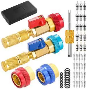 R134A R1234YF R454B Valve Core Tool, 59PC Air Conditioning Valve Core Remover Installer Tool Set, High Low Pressure AC Valve Core Quick Remover Installer(AC R454b R22 R134a R1234YF) R134A R1234YF R454B Valve Core Tool, 59PC Air Conditioning Valve Core Remover Installer Tool Set, High Low Pressure AC Valve Core Quick Remover Installer(AC R454b R22 R134a R1234YF)