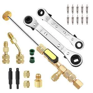 Wayona 22Pcs Valve Core Removal Tool and HVAC Service Wrench Set with Hex Bit Adapters, Dual Size SAE 1/4 & 5/16 Port, 3/16'' to 3/8'', 5/16'' x 1/4'' Refrigeration Service Wrench, 10pcs Valve Core Wayona 22Pcs Valve Core Removal Tool and HVAC Service Wrench Set with Hex Bit Adapters, Dual Size SAE 1/4 & 5/16 Port, 3/16'' to 3/8'', 5/16'' x 1/4'' Refrigeration Service Wrench, 10pcs Valve Core
