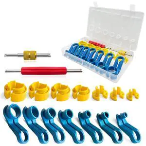 16PCS Car AC Fuel Line Disconnect Removal Tool Set with Storage Box, Valve Core Remover Tool Kit for 1/4 5/16 3/8 1/2 5/8 3/4 7/8 Inch Master Quick Disconnect Tool Kit for Auto Repair Tools 16PCS Car AC Fuel Line Disconnect Removal Tool Set with Storage Box, Valve Core Remover Tool Kit for 1/4 5/16 3/8 1/2 5/8 3/4 7/8 Inch Master Quick Disconnect Tool Kit for Auto Repair Tools
