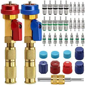 TWTADE R134A Valve Core Quick Remover Installer Tool Kit - High Low Pressure Car A/C Valve Core Removal Tool, Schrader Valve Stem Cores & Seal Caps for R12 R134a Refrigeration Air Conditioner System TWTADE R134A Valve Core Quick Remover Installer Tool Kit - High Low Pressure Car A/C Valve Core Removal Tool, Schrader Valve Stem Cores & Seal Caps for R12 R134a Refrigeration Air Conditioner System