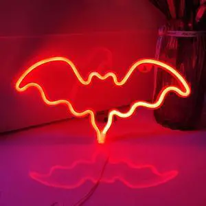 JYWJ Bat LED Neon Signs Desktop Wall Decoration Light(Red) | USB or Battery Powered, 3-AA Battery Option, Party Decoration, Business Decor Use, Desktop & Wall Mount JYWJ Bat LED Neon Signs Desktop Wall Decoration Light(Red) | USB or Battery Powered, 3-AA Battery Option, Party Decoration, Business Decor Use, Desktop & Wall Mount