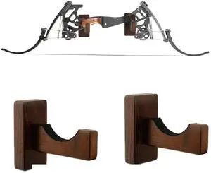2 Pack Universal Wood Bow Rack for Wall, Compound Bow Wall Mount, Bow Hanger Display Archery for Recurve Compound Bow Sword, Hold 1 Bow, Felt Protection and No Scratches 2 Pack Universal Wood Bow Rack for Wall, Compound Bow Wall Mount, Bow Hanger Display Archery for Recurve Compound Bow Sword, Hold 1 Bow, Felt Protection and No Scratches
