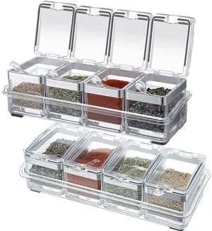 2 Set Acrylic Seasoning Organizer Box 10 x 4 x 3.2 in 8 Clear Seasoning Rack Spice Pot Condiment Container with Lid and Spoon Storage Container Spice Jar for Sugar Salt Kitchen Cooking Organizer 2 Set Acrylic Seasoning Organizer Box 10 x 4 x 3.2 in 8 Clear Seasoning Rack Spice Pot Condiment Container with Lid and Spoon Storage Container Spice Jar for Sugar Salt Kitchen Cooking Organizer