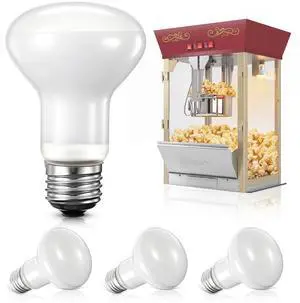 4 Pack 50W 120V R20 Popcorn Machine Light Bulb Replacement | Frosted Shatter Proof Popcorn Lamp, Incandescent Reflector Heat Light Bulb for Machine Warmer & Food Display, E26 Base 4 Pack 50W 120V R20 Popcorn Machine Light Bulb Replacement | Frosted Shatter Proof Popcorn Lamp, Incandescent Reflector Heat Light Bulb for Machine Warmer & Food Display, E26 Base