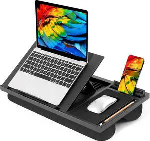 Laptop Lap Desk with 8 Angles Up to 15.6" Laptop, Black | Built-in mouse pad, phone & pen slots, dual-cushion base, anti-slip design, raises the screen, for home office, bed, sofa Laptop Lap Desk with 8 Angles Up to 15.6" Laptop, Black | Built-in mouse pad, phone & pen slots, dual-cushion base, anti-slip design, raises the screen, for home office, bed, sofa