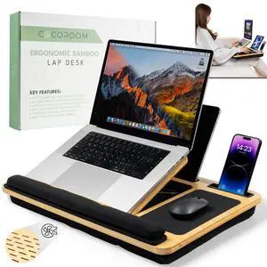 Lap Desk for Adults, Vented 6-Angle Laptop Bed Tray Table, Black | Cushion pillow base | Phone & tablet holder | Foldable portable couch & sofa stand | Writing, reading, study, drawing, 17in Lap Desk for Adults, Vented 6-Angle Laptop Bed Tray Table, Black | Cushion pillow base | Phone & tablet holder | Foldable portable couch & sofa stand | Writing, reading, study, drawing, 17in