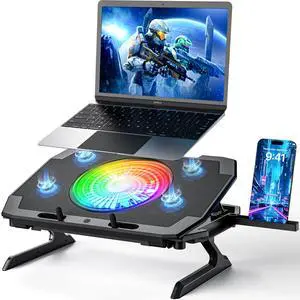 LP-2 Laptop Cooling Pad & Phone Holder, Dual-Mode Ergonomic Laptop Cooling Stand with 7 Adjustable Heights, 5 RGB High-Performance Quiet Laptop Fans, 2 USB Ports & 3 Speeds Laptop Cooler for 1521Inch LP-2 Laptop Cooling Pad & Phone Holder, Dual-Mode Ergonomic Laptop Cooling Stand with 7 Adjustable Heights, 5 RGB High-Performance Quiet Laptop Fans, 2 USB Ports & 3 Speeds Laptop Cooler for 1521Inch