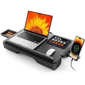 SAIJI Laptop Lap Desk, Portable Laptop Desk for Bed Fits Up to 17" Laptops | Lightweight Laptop Tray Table with Storage Drawer & Phone Holder, Lap Desk with Cushion, for Working or Gaming on Couch SAIJI Laptop Lap Desk, Portable Laptop Desk for Bed Fits Up to 17" Laptops | Lightweight Laptop Tray Table with Storage Drawer & Phone Holder, Lap Desk with Cushion, for Working or Gaming on Couch