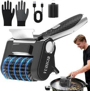 Electric Grill Brush, BBQ Grill Cleaner for Outdoor Grill with LED Light Removable 304 Stainless Steel Brush Head Cordless Grill Cleaning Brush 150 Mins Runtime No Bristle Shedding for Barbecue Grates Electric Grill Brush, BBQ Grill Cleaner for Outdoor Grill with LED Light Removable 304 Stainless Steel Brush Head Cordless Grill Cleaning Brush 150 Mins Runtime No Bristle Shedding for Barbecue Grates