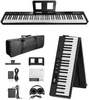 Finger Ballet 88 Key Folding Piano Keyboard, Digital Piano with Bluetooth MIDI, Full Size/Semi-Weighted/Portable, Rechargeable Travel Piano for Beginners, Adults, Students, Home Practice Finger Ballet 88 Key Folding Piano Keyboard, Digital Piano with Bluetooth MIDI, Full Size/Semi-Weighted/Portable, Rechargeable Travel Piano for Beginners, Adults, Students, Home Practice