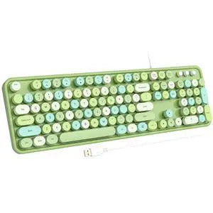 Atelus Computer Keyboard Wired, Typewriter Style, Plug Play USB Keyboard with Large Number Pad, Caps Indicators, Foldable Stands, Full Size Wired Keyboard for Windows PC Laptop (Green Colorful) Atelus Computer Keyboard Wired, Typewriter Style, Plug Play USB Keyboard with Large Number Pad, Caps Indicators, Foldable Stands, Full Size Wired Keyboard for Windows PC Laptop (Green Colorful)
