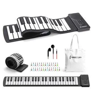 MARVTOWN 49Key Roll Up Digital Piano Keyboard,Portable Foldable Electronic Piano with speaker,earphones,8 Tones,6 Demo Songs,Rechargeable Flexible musical keyboard for Beginners&Kids(Black&White) MARVTOWN 49Key Roll Up Digital Piano Keyboard,Portable Foldable Electronic Piano with speaker,earphones,8 Tones,6 Demo Songs,Rechargeable Flexible musical keyboard for Beginners&Kids(Black&White)