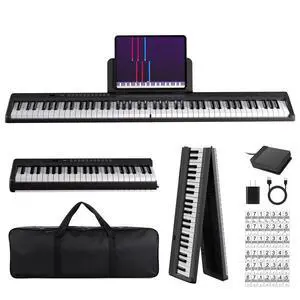MARVTOWN Portable Folding Piano Keyboard,88Keys Semi-Weighted Full Size,Foldable Digital Piano, Rechargeable Electric/Electronic Keyboard Piano w/MIDI Bluetooth&2 Speakers&Carry-case Beginners Gift MARVTOWN Portable Folding Piano Keyboard,88Keys Semi-Weighted Full Size,Foldable Digital Piano, Rechargeable Electric/Electronic Keyboard Piano w/MIDI Bluetooth&2 Speakers&Carry-case Beginners Gift