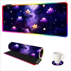 DINKY RGB Large Gaming Mouse Pad, Extended Mousepad with 14 Light Modes, LED Desk Mat with Non-Slip Rubber Base, Computer Keyboard Pad 35.4" x 15.8", Purple Star DINKY RGB Large Gaming Mouse Pad, Extended Mousepad with 14 Light Modes, LED Desk Mat with Non-Slip Rubber Base, Computer Keyboard Pad 35.4" x 15.8", Purple Star