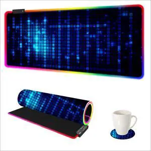 Blue RGB Gaming Mouse Pad, XXL Mousepad Non-Slip Rubber Base, Cool Computer Desk Pad Keyboard Mat LED Glowing Square Extended Mouse Pad for Gamer Blue RGB Gaming Mouse Pad, XXL Mousepad Non-Slip Rubber Base, Cool Computer Desk Pad Keyboard Mat LED Glowing Square Extended Mouse Pad for Gamer