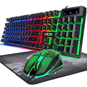 Keyboard and Mouse Gaming LED Wired Combo with Emitting Character Keyboard 4800DPI 2 Side Button USB Mouse Rainbow Backlit Mechanical Feeling Compatible with PC Raspberry Pi Mac Xbox one ps4 Keyboard and Mouse Gaming LED Wired Combo with Emitting Character Keyboard 4800DPI 2 Side Button USB Mouse Rainbow Backlit Mechanical Feeling Compatible with PC Raspberry Pi Mac Xbox one ps4