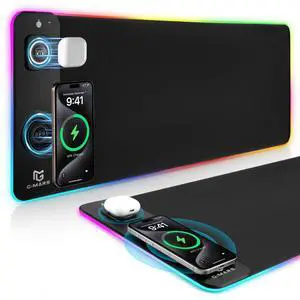 Gimars Upgrade 3 in 1 RGB Mouse Pad with 15W Magnetic Fast Wireless Charging, 31.5x11.8x0.16in Gaming Mousepad, 15 Color Modes, Waterproof Non-Slip XXL Desk Mat with Smooth Surface for Home Office PC Gimars Upgrade 3 in 1 RGB Mouse Pad with 15W Magnetic Fast Wireless Charging, 31.5x11.8x0.16in Gaming Mousepad, 15 Color Modes, Waterproof Non-Slip XXL Desk Mat with Smooth Surface for Home Office PC