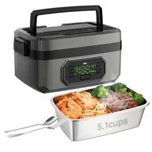 21000mAh Rechargeable Cordless Electric Lunch Box for men, 1.2L Food Warmer with Timer & Leak-Proof, Portable Self-Heating for Office, Car, Travel, Outdoor (grey, 1.2L) 21000mAh Rechargeable Cordless Electric Lunch Box for men, 1.2L Food Warmer with Timer & Leak-Proof, Portable Self-Heating for Office, Car, Travel, Outdoor (grey, 1.2L)