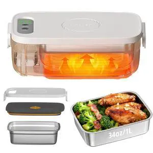 Cordless Electric Lunch Box for Adults, 34oz/1L Heated Lunch Box with Timer & Adjustable Heating, 14000mAh Rechargeable Portable Food Warmer Lunch Boxs for Office, Travel, Picnic, Outdoor Cordless Electric Lunch Box for Adults, 34oz/1L Heated Lunch Box with Timer & Adjustable Heating, 14000mAh Rechargeable Portable Food Warmer Lunch Boxs for Office, Travel, Picnic, Outdoor