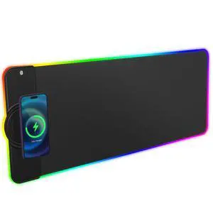 Charging RGB Gaming Mouse Pad - Wireless 15W Mousepad LED Extra Large Mouse Mat 80 * 30cm, 10 Light Modes Gaming Room Accessories, Computer Keyboard Mat Fast Charging Desk Mat for Gaming, Black | 15W Charging RGB Gaming Mouse Pad - Wireless 15W Mousepad LED Extra Large Mouse Mat 80 * 30cm, 10 Light Modes Gaming Room Accessories, Computer Keyboard Mat Fast Charging Desk Mat for Gaming, Black | 15W