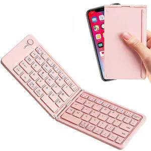 Wireless Foldable Mini Rechargeable 5.4 Bluetooth Keyboard, 3 Bluetooth Channels, Ultra-Slim Travel Keyboard for iPhone iPad Mac Android Windows iOS, Silent Keyboard for Tablet Laptop Office (Pink) Wireless Foldable Mini Rechargeable 5.4 Bluetooth Keyboard, 3 Bluetooth Channels, Ultra-Slim Travel Keyboard for iPhone iPad Mac Android Windows iOS, Silent Keyboard for Tablet Laptop Office (Pink)