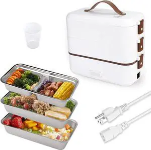 Electric Lunch Box for Adults, 300W Cook Raw Rice 3 Layer Heated Lunch Box | 5.1-Cups 1200ML Portable Food Warmer,Food-Grade Stainless Steel for Home Office Travel Cook Food (3Layer) Electric Lunch Box for Adults, 300W Cook Raw Rice 3 Layer Heated Lunch Box | 5.1-Cups 1200ML Portable Food Warmer,Food-Grade Stainless Steel for Home Office Travel Cook Food (3Layer)
