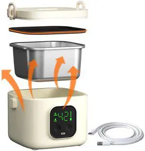 Portable Heated Lunch Box for Adults, 800ml Capacity SS Inner Liner | Cordless Electric Food Warmer 14000 mAh Battery Powered,5 Temperature Settings&Digital Display, for Picnic/Camping/Office Portable Heated Lunch Box for Adults, 800ml Capacity SS Inner Liner | Cordless Electric Food Warmer 14000 mAh Battery Powered,5 Temperature Settings&Digital Display, for Picnic/Camping/Office