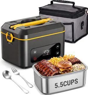 RUDAP Cordless Electric Lunch Box, 24000mAh Rechargeable 1.2L Food Warmer with 5 Heating Modes, Auto Temperature Control, Portable Heated Lunch Box for Office, Truck & Travel RUDAP Cordless Electric Lunch Box, 24000mAh Rechargeable 1.2L Food Warmer with 5 Heating Modes, Auto Temperature Control, Portable Heated Lunch Box for Office, Truck & Travel