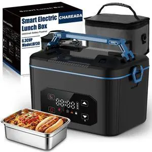 CHAREADA Electric Lunch Box, 24000mAh Battery Powered Heated Lunch Box | 6.3 Cups Portable Food Heater with 5-Side Heating & Intelligent Temperature Control, Suitable for Trucks, Offices CHAREADA Electric Lunch Box, 24000mAh Battery Powered Heated Lunch Box | 6.3 Cups Portable Food Heater with 5-Side Heating & Intelligent Temperature Control, Suitable for Trucks, Offices