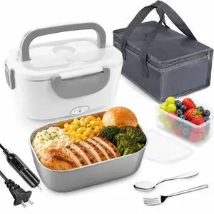 Electric Lunch Box Food Heater, 3 in 1 Portable Food Warmer Lunch Box for Car & Home, Leak Proof, Lunch Heating Microwave with 304 Stainless Steel Container 1.5 L, 110V/12V/24V Electric Lunch Box Food Heater, 3 in 1 Portable Food Warmer Lunch Box for Car & Home, Leak Proof, Lunch Heating Microwave with 304 Stainless Steel Container 1.5 L, 110V/12V/24V