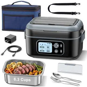 Cordless Heated Electric Lunch Box for Adults, 6.3-Cup XL, 24000mAh | 5-Sided & Scheduled Heating, Max 212°F, Temp Control, Leakproof, BPA-Free for Car & Truck Drivers, Office Workers, Picnic Cordless Heated Electric Lunch Box for Adults, 6.3-Cup XL, 24000mAh | 5-Sided & Scheduled Heating, Max 212°F, Temp Control, Leakproof, BPA-Free for Car & Truck Drivers, Office Workers, Picnic