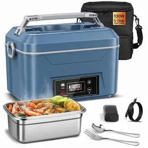 Heated Lunch Box for Adults, 5.5 Cups Self-Heating Food Warmer, Blue | 5-Sided Heating, Retains 90% Moisture, Scheduled Heating, 24000mAh Battery, Cordless, Leakproof Design Heated Lunch Box for Adults, 5.5 Cups Self-Heating Food Warmer, Blue | 5-Sided Heating, Retains 90% Moisture, Scheduled Heating, 24000mAh Battery, Cordless, Leakproof Design
