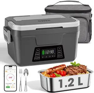 Herrfilk Cordless Electric Lunch Box for Adults with APP Control, 1.2L Portable Heated Lunch Box Battery Powered with Automatic Heating, Self-Heating Food Warmer for Work, 248°F Max, Leak Resistant Herrfilk Cordless Electric Lunch Box for Adults with APP Control, 1.2L Portable Heated Lunch Box Battery Powered with Automatic Heating, Self-Heating Food Warmer for Work, 248°F Max, Leak Resistant