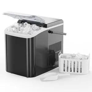 NEWBULIG Ice Makers Countertop with Handle, Portable Ice Machine, 9 Bullet Ice Cubes in 6 Mins, 26lbs in 24Hrs, Auto-Cleaning, with Basket and Scoop, for Home, Kitchen, RV, Camping,Black | 9 Bullet Cu NEWBULIG Ice Makers Countertop with Handle, Portable Ice Machine, 9 Bullet Ice Cubes in 6 Mins, 26lbs in 24Hrs, Auto-Cleaning, with Basket and Scoop, for Home, Kitchen, RV, Camping,Black | 9 Bullet Cu