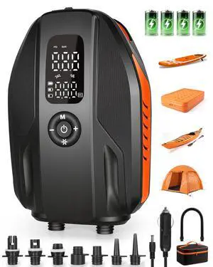 Paddle Board Electric Pump, 18000mAh Rechargeable 20PSI High Pressure SUP Pump, Intelligent Dual Stage Inflation & Deflation, Auto-Off for Stand Up Paddle Boards Paddle Board Electric Pump, 18000mAh Rechargeable 20PSI High Pressure SUP Pump, Intelligent Dual Stage Inflation & Deflation, Auto-Off for Stand Up Paddle Boards