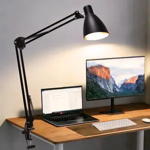Swing Arm Desk Lamp with Clamp, Adjustable Arm LED Clamp on Desk Lamps with 5 Color Modes and 10 Brightness for Home Office Reading Drafting Study (Black) Swing Arm Desk Lamp with Clamp, Adjustable Arm LED Clamp on Desk Lamps with 5 Color Modes and 10 Brightness for Home Office Reading Drafting Study (Black)