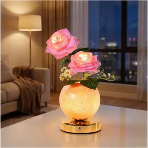 Rose Lamp Rechargeable Wireless Touch-Control Dimmable Faux Flower Desk Light, LED Glass Planet Vase Night Light, Kitchen Bedroom Office Decor, Housewarming Gift Women and Mom Rose Lamp Rechargeable Wireless Touch-Control Dimmable Faux Flower Desk Light, LED Glass Planet Vase Night Light, Kitchen Bedroom Office Decor, Housewarming Gift Women and Mom