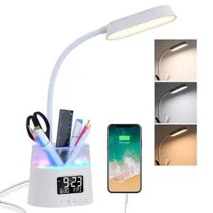 WILIT LED Desk Lamp for Home Office with Pen Holder, RGB Night Light, White | Table Lamp for Bedroom with USB Charging Port & Clock, Study Lamp for Kids Girls, Desk Light for College Dorm Room Essenti WILIT LED Desk Lamp for Home Office with Pen Holder, RGB Night Light, White | Table Lamp for Bedroom with USB Charging Port & Clock, Study Lamp for Kids Girls, Desk Light for College Dorm Room Essenti