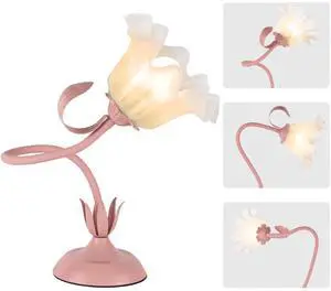 Cute Flower Desk Lamp, 3 Color Temperature Table Lamps with LED Bulb, Vintage Bedside Lamp, Reading Lamps with Soft Light for Bedroom, Living Room(Pink) Cute Flower Desk Lamp, 3 Color Temperature Table Lamps with LED Bulb, Vintage Bedside Lamp, Reading Lamps with Soft Light for Bedroom, Living Room(Pink)